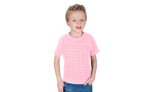 Svetlo-ružové detské tričko pokryté guličkami zo suchého zipsu